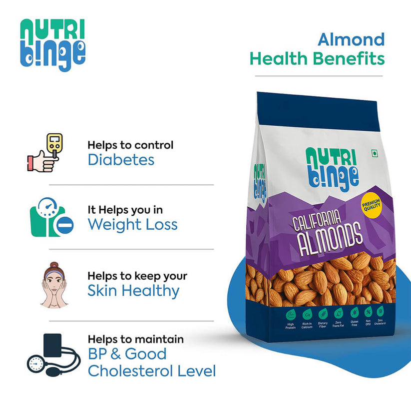 Nutri Binge California Almonds 200g (Pack of 3)