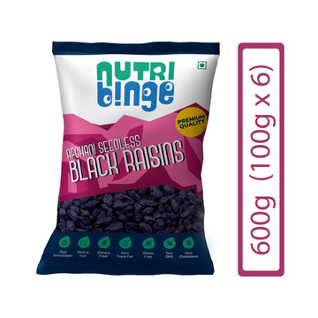 Afghani Seedless Black Raisins 100g (Pack of 6)