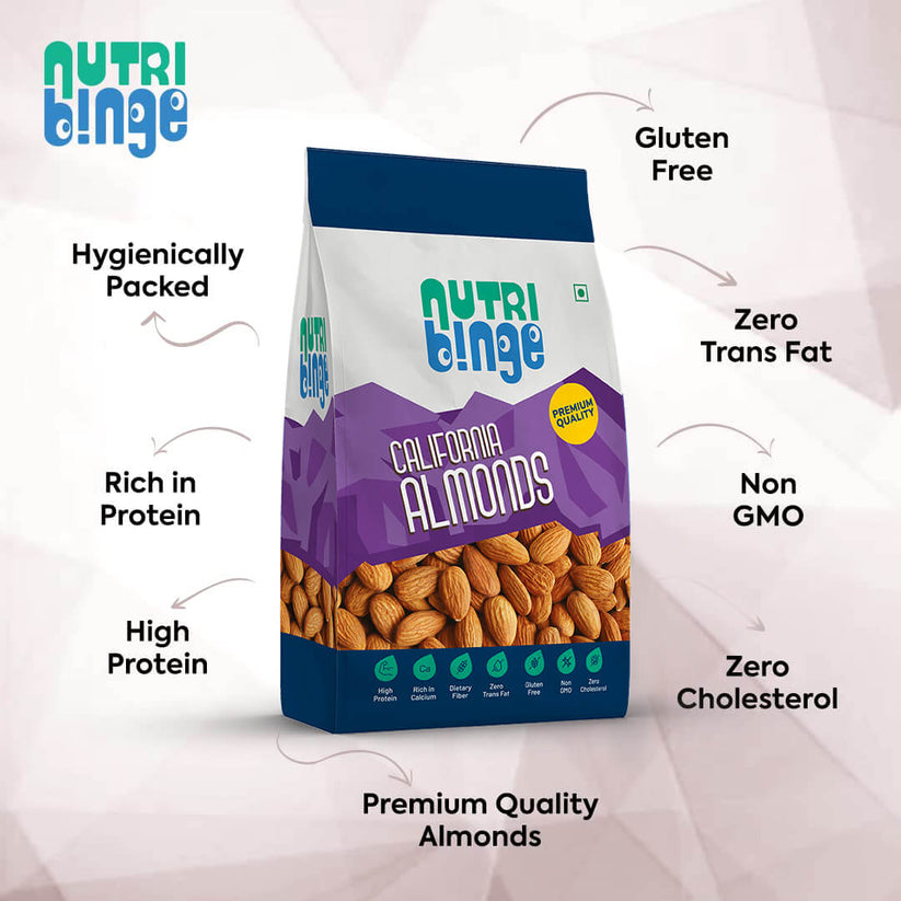 Nutri Binge California Almonds 200g (Pack of 3)