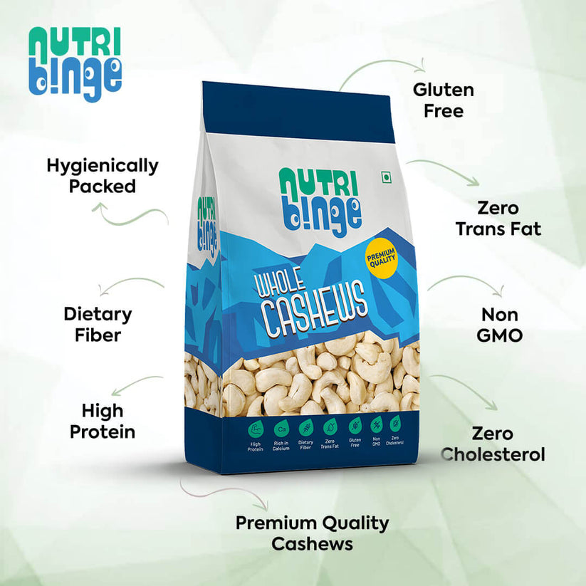 Nutri Binge Whole Cashews 200g (Pack of 3)